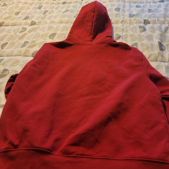 Champion Red Hooded Sweatshirt with Embroidered 'C' Patch - Picture 6 of 6